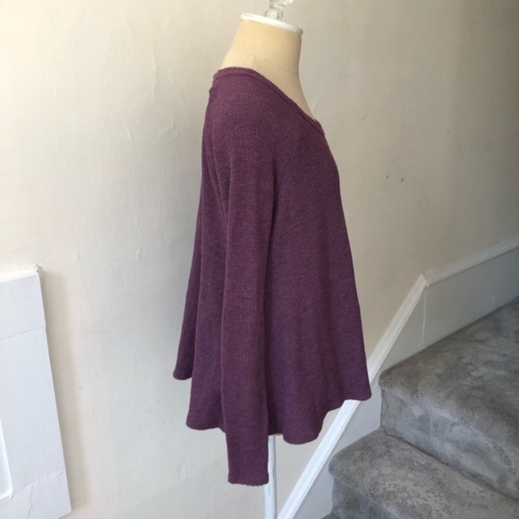 Free People We the Free Rockabilly Raglan Solid Purple Thermal Knit Top Size XS - Picture 4 of 9
